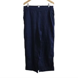 Joie Women's 100% Linen Navy Blue Wide Leg High Rise Cropped Pants. Size XL